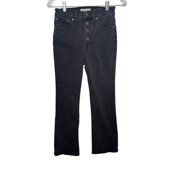 Madewell Women’s 25 Cali Demi Boot Jeans Black Button Fly High Rise Stretch - Picture 1 of 13